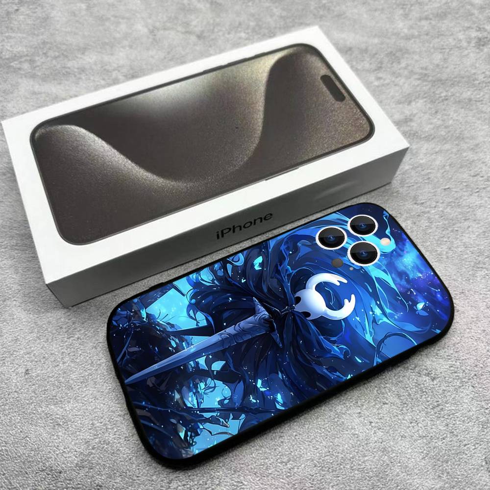 H-Hollow K-Knight Silksong Telefoonhoesje Voor iPhone 17,16,15,14,13,12,Pro,Max,Plus,E,SE4,Air,Mini Zwarte Zachte Verpakking