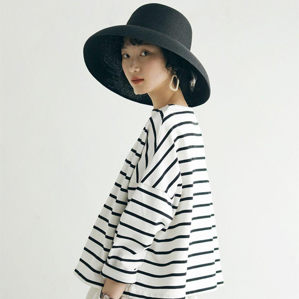 Fashion Boho Straw Hat Wide Brim Visor Weave Hat Lightweight Breathable Beach Hat Summer