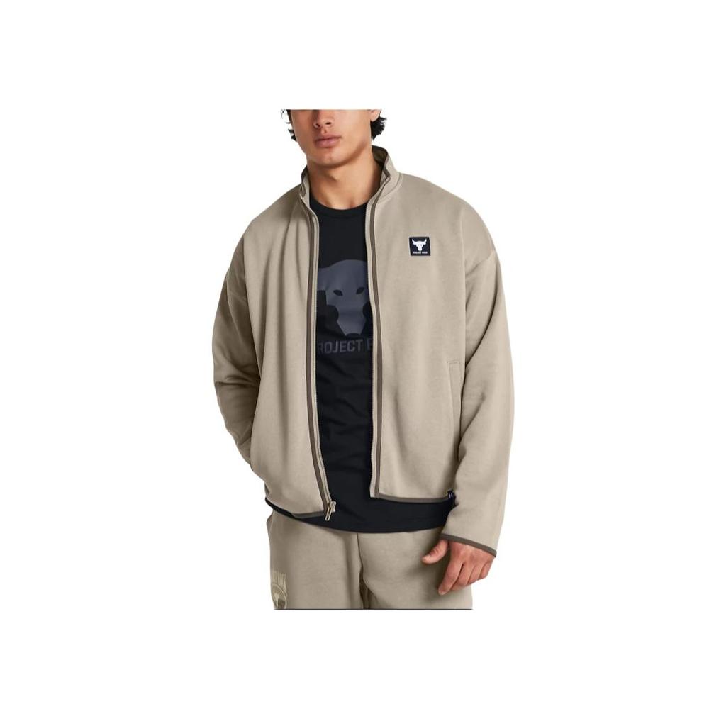 Under Armour Project Rock Einfarbig Lässig Locker Fleece Langarm Jacke Herren Jacke Grau-Grün 1383188-203
