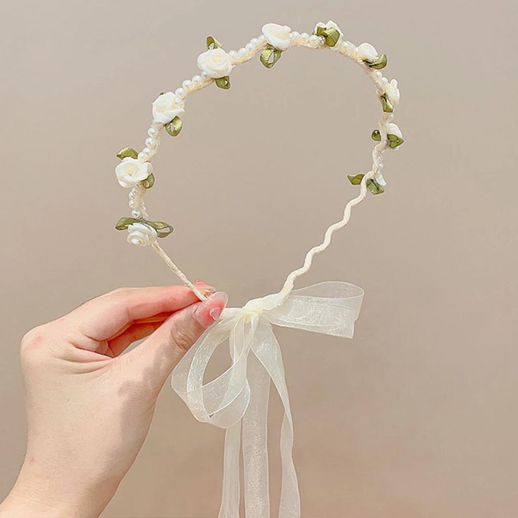 Kinder Perlsatin Blume Haarschleife Blumenmädchen Hochzeitsschleife Blumenband Haarbündel Süße Mode Haaraccessoires