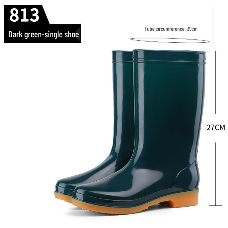 Simple Four Seasons Waterproof Women's High-Top Rain Boots and Shoes for Labor Protection and Cleaning