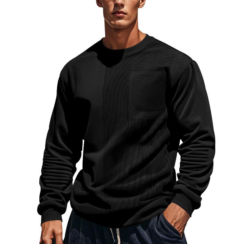 Autumn and Winter New American Splicing Crew Neck Men's Casual Sweater