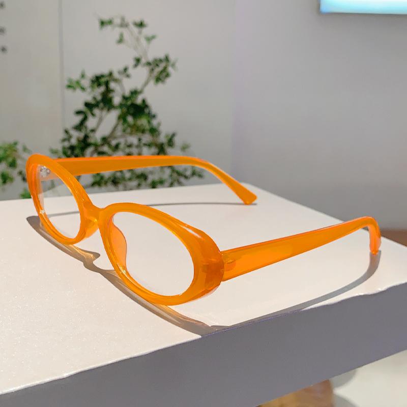 Oval Optical Frames Women Fashion Vintage Candy Color Decor Glasses Trendy Korean Style Non-prescription Casual Eyewear