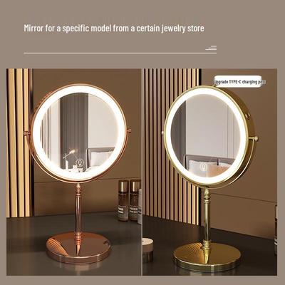Specchio per Trucco in Metallo a Doppia Faccia con Ingrandimento 10x e Luce LED