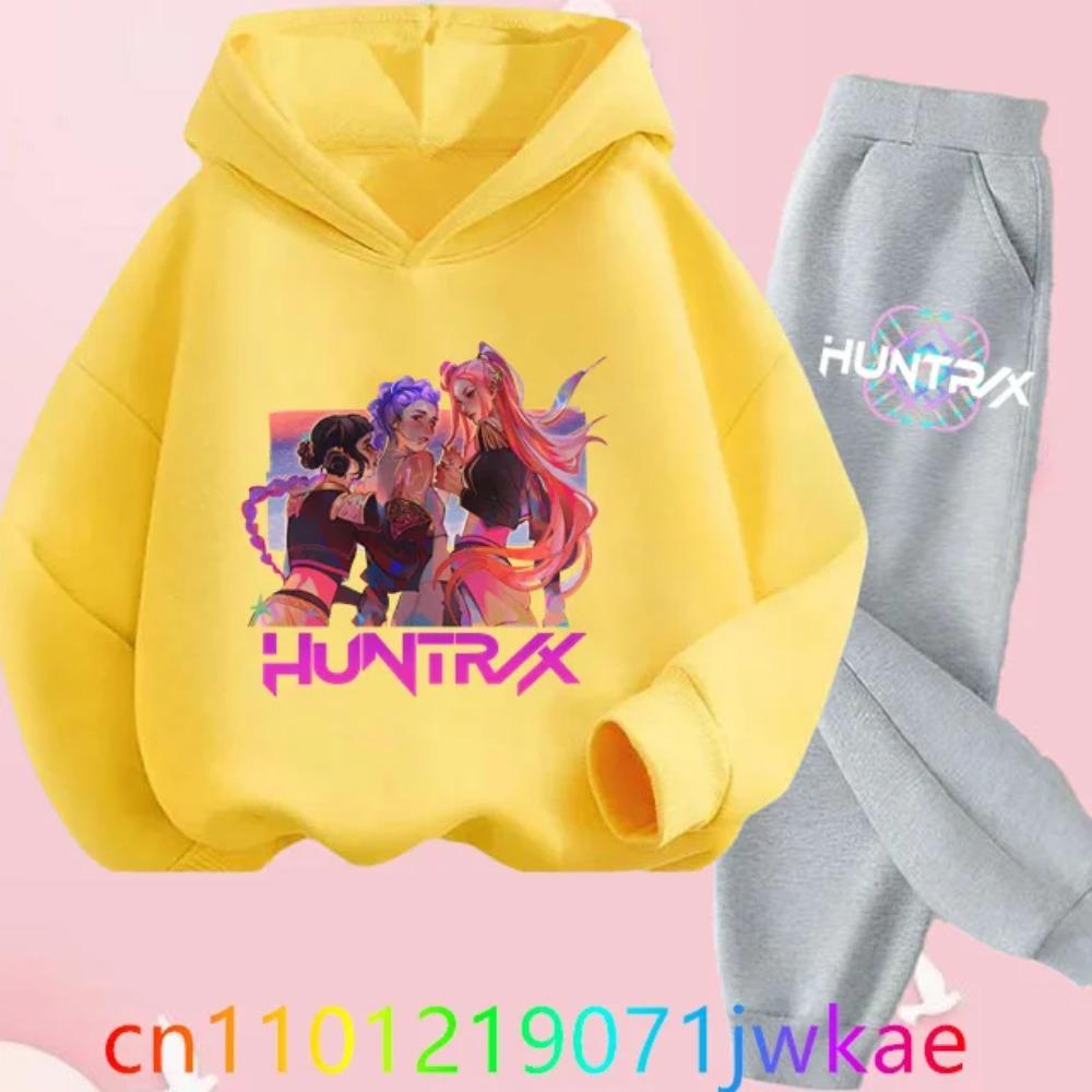 Movie New Kid K-Pop Demon Hunters Hooded Suit Toddler Girl Clothes KPop Demon Hunters Hoodie Set Girls Fashion Casual Sweatshirt