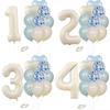 12pcs Vintage Beige Blue Balloon Set 32inch Foil Number Balloon For Kids Happy Birthday Party Decorations DIY Gifts Supplies