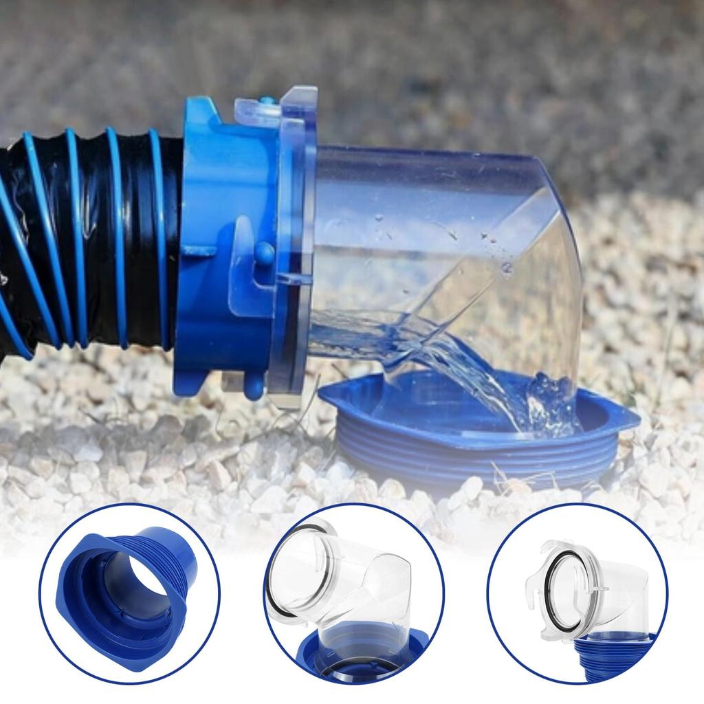 RV Sewer Hose Fitting Clear RV Sewer Hose Elbow With 4-in-1 Adapter 360 Degree Swivel Joint Trailer Waste Pipe Connector