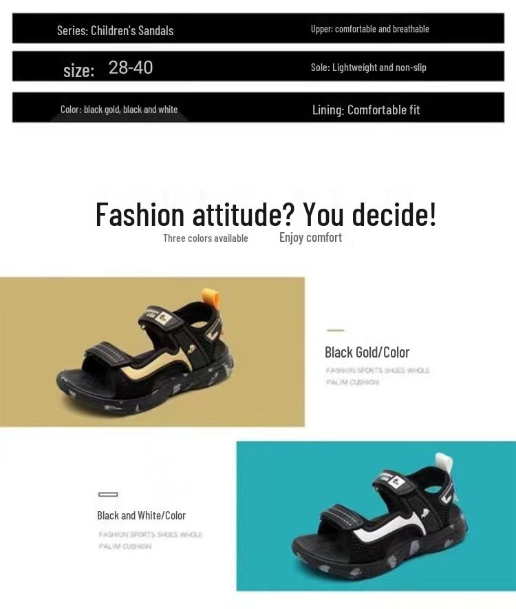 Summer Non-Slip Beach Sandals for Boys with Soft Soles - Children's Sizes