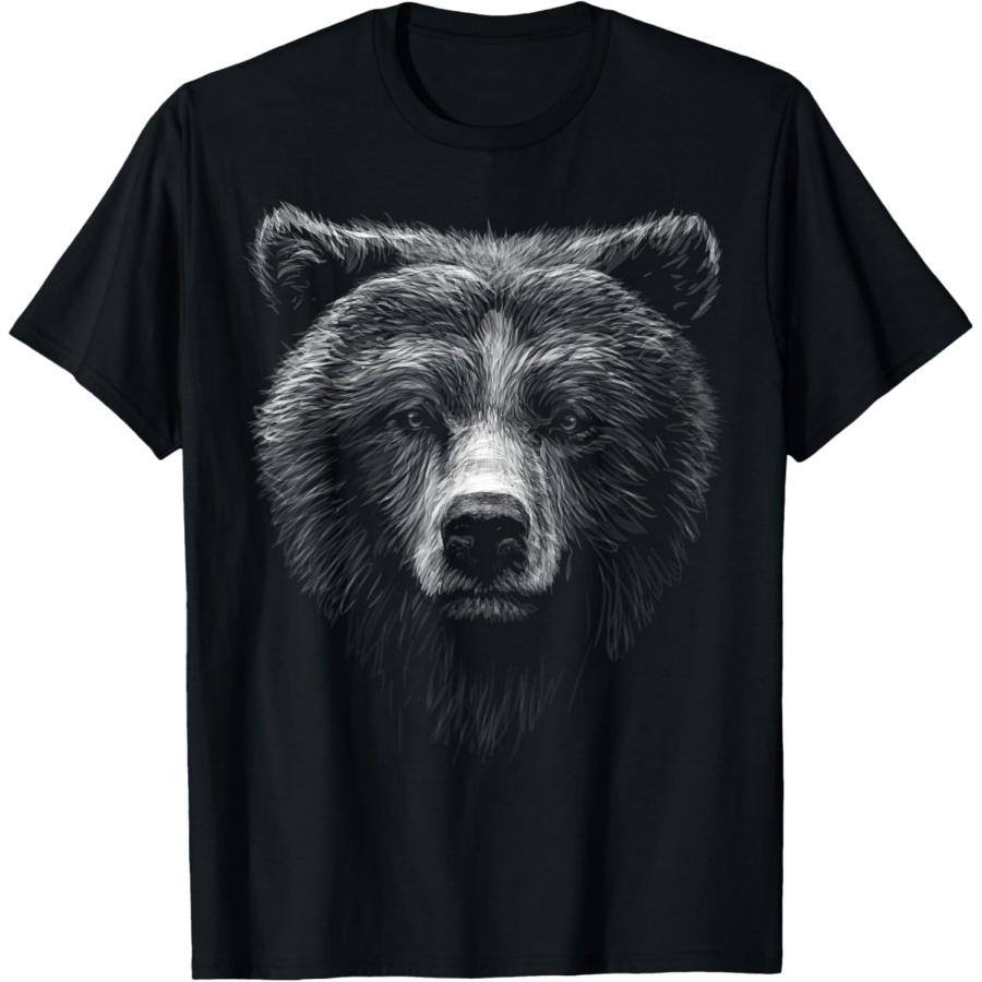 

cute brown bear head black art for lovers Wild Bears animals T-Shirt XXXXXL