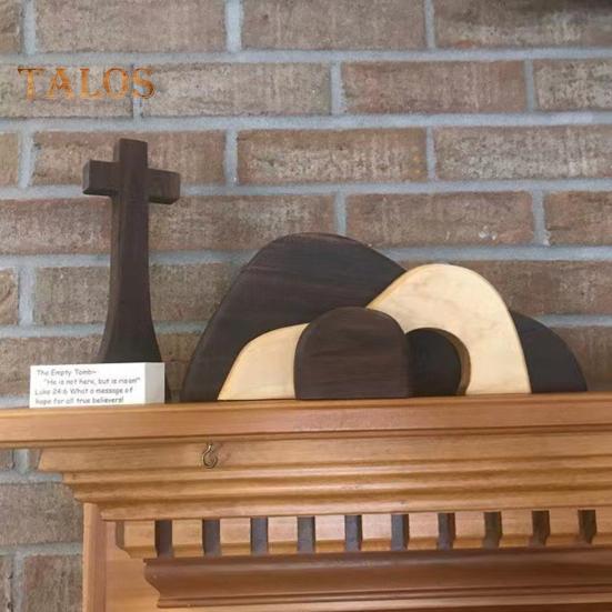 

Деревянное украшение для пустой гробницы, украшение сцены воскресения с крестом, религиозный пасхальный стол, центральный элемент для домашнего офиса, декор каминной полки, весенняя вечеринка