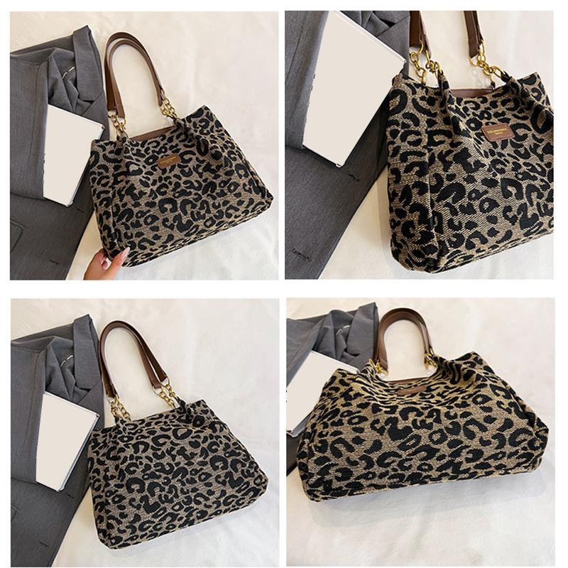 Neue Mode Vielseitige Schultertasche mit Leopardenmuster Damentasche Hohe Textur Große Kapazität Shopper Tragetasche