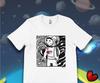 Astronaut with Heart T-shirt, Hand Drawn Graphic Art Gift Tee
