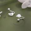 Real 925 Silver Leaves Bead Screw Stud Earrings For Women Party Classic Fine Jewelry Minimalist Plant Accessories