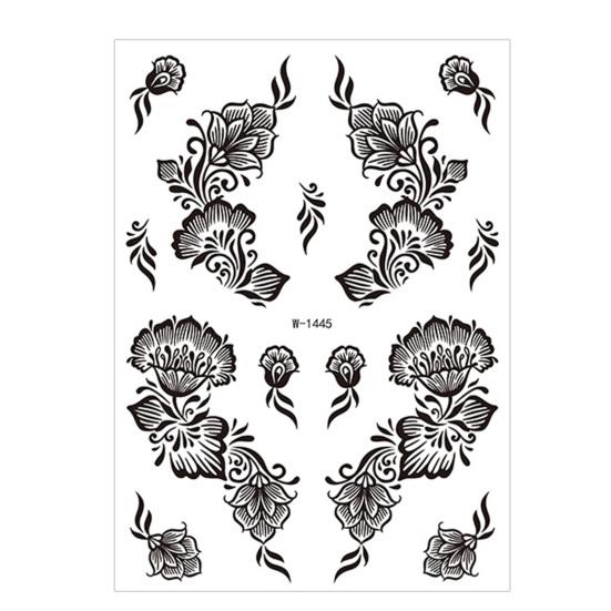 Temporary Tattoos Stickers Fake Body Arm Chest Shoulder Tattoos with Black Lace Flower