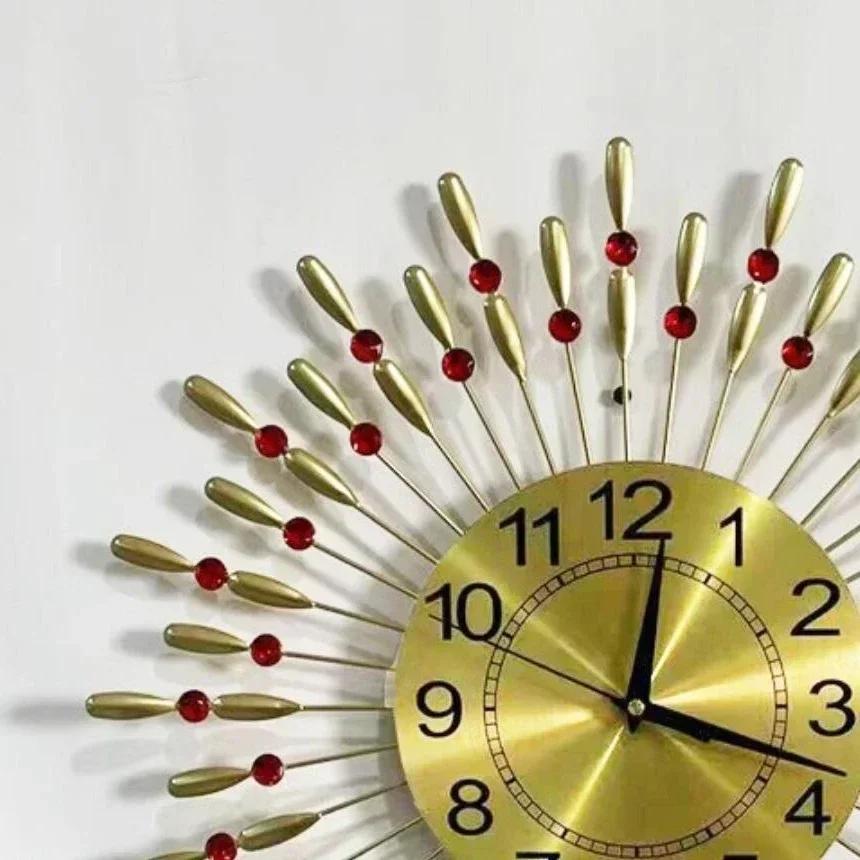 Black Golden Retro Style Wall Clocks Circular Raindrop Metal Ironwork Background Home Furnishings Living Room Bedroom Decorate