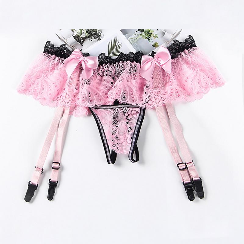 Women Sexy Lace Transparent Thigh-Highs Garters With Panties Adjustable Suspender Belt For Stockings Female Erotic Underwear