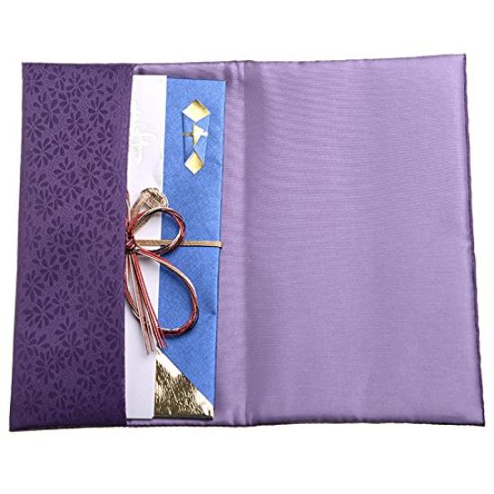 Set of 2 Soft Kinpaku Fukusa (Gold Wrapping Cloths) with Small Floral Embroidery, Made in Japan, Rinzu Kinpaku Fukusa Set for Condolences and