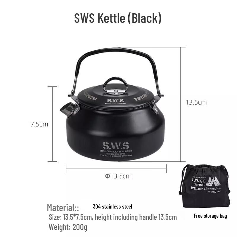 Suiyuan Wanke 304 Stainless Steel Camping Kettle 0.8L