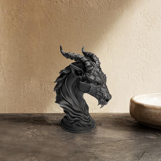 Dark Sheep-Headed Ornament, 3D Printed Gothic Devil Sculpture, with Detailed Horn Texture Desktop Statue, for Home Decoration