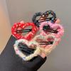Autumn Winter Yarn Winding Heart Knitted Hair Clip Hollow BB Girl's Bangs Edge Broken Accessory