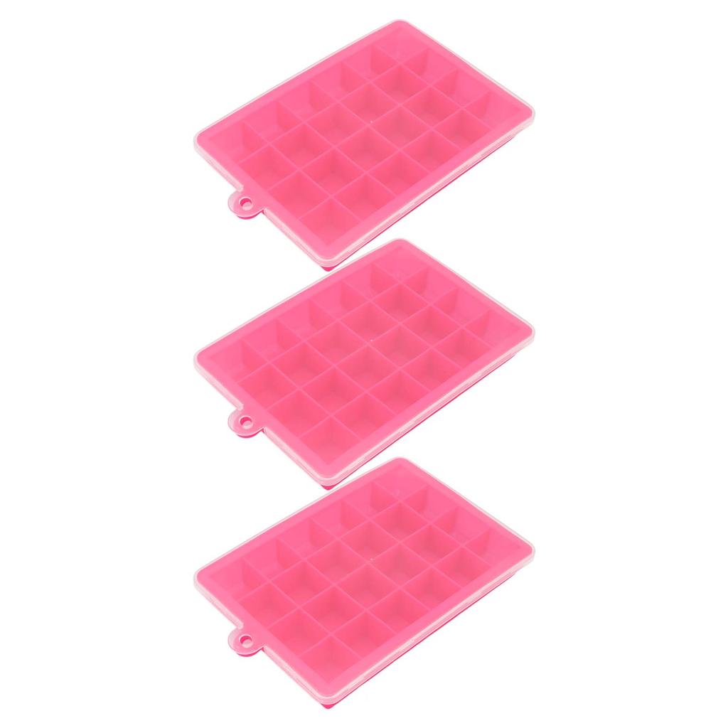 3 Stück Eiswürfelform Wiederverwendbar 24 Fächer Eiswürfelform mit Abnehmbarem Deckel Leichtes Entformen Silikon Eiswürfelbereiter für