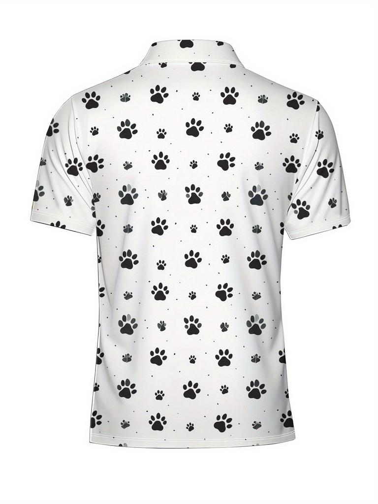 Men'S Short-Sleeve Polo Shirt with Flat Digital Print Pattern - No Texture