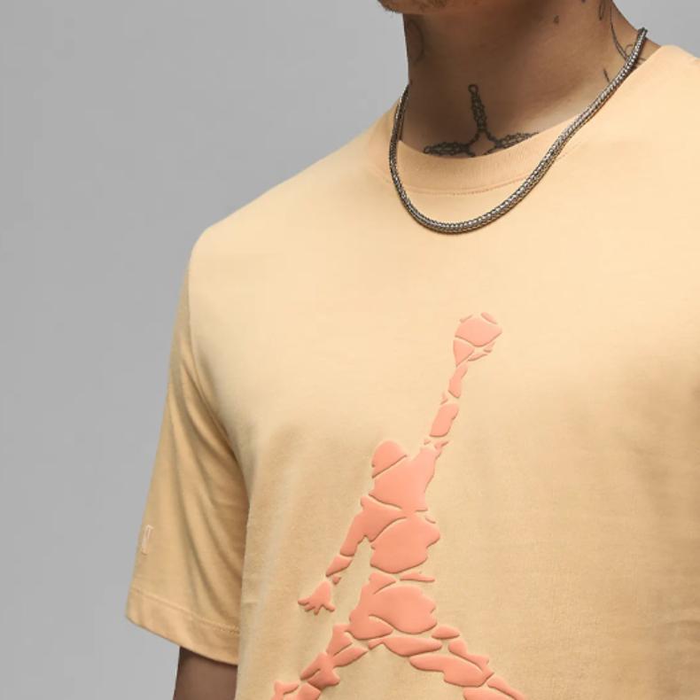 Jordan Essentials Logo Graphic Crew-Neck Short-Sleeve T-Shirt Men Tops Gold DX9581-251