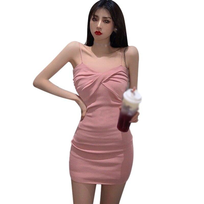 Suspender Knitted Dress Summer Suspender Buttocks Show Thin Dress