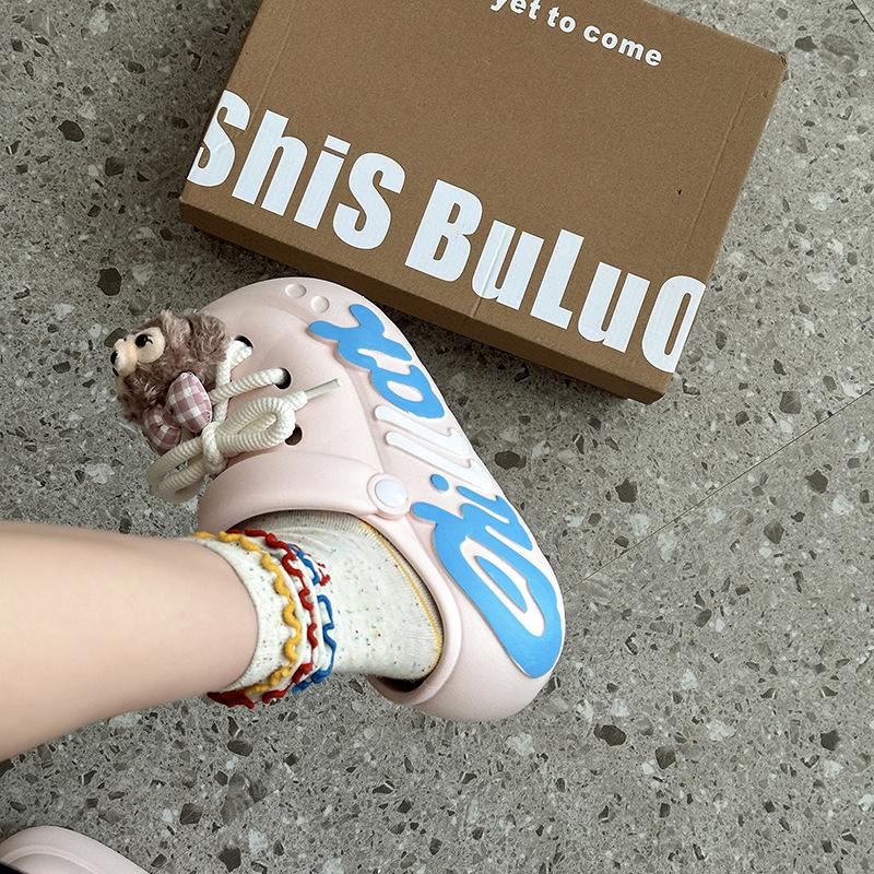 Women's hole shoes tide ins summer fashion couple hole shoes home out two wear garden shoes