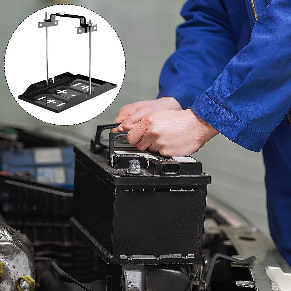 Car Fixed Battery Hold Down Tray Corrosion-Resistant Steel Storage Battery Holder Adjustable Bracket Clamp Battery Tray