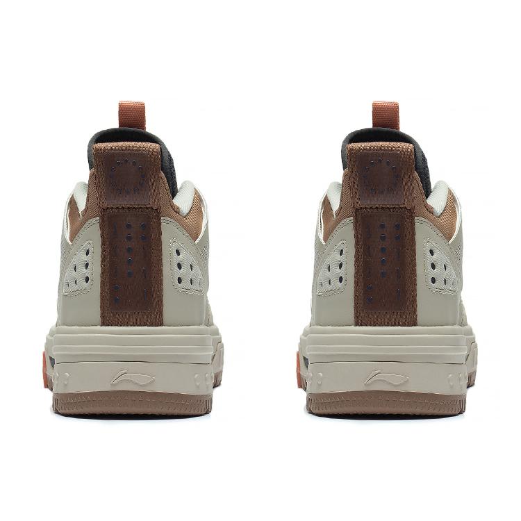 Li Ning Textile, Synthetic Leather Slip Resistant Cushioning Height Increasing High top Skateboard Shoes Men's Gray AGCS239-2