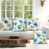 4 Stuks Aquarel Geel Blauwe Bloemen Enkelzijdig Bedrukte Kussensloop Voor Woonkamer Slaapkamer Auto Decoratie