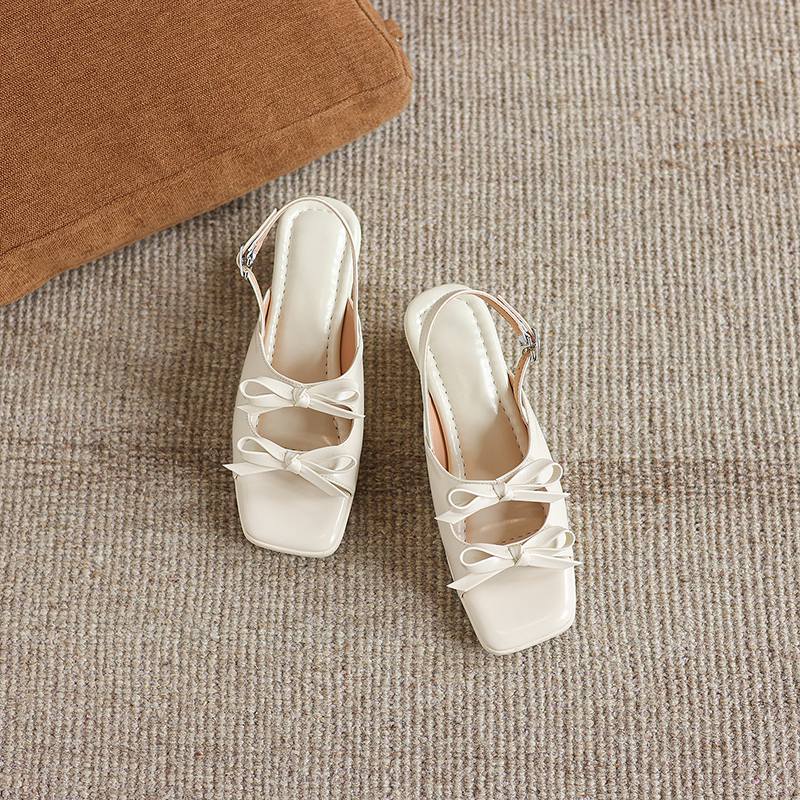 

Krazing Pot Microfiber Med Heels Office Lady European Design Butterfly-knot Decoration Summer Size 43 Size 42 Women Sandals 34 слоновая кость