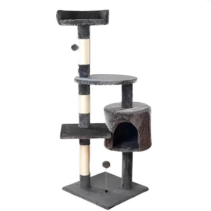 All-Season Cat Tree Tower with Hammock - Integrated Climbing Frame, Nest, and Shelf