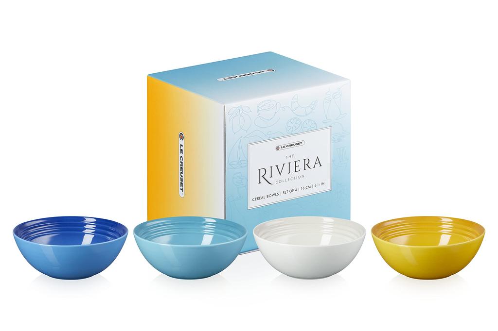 Le Creuset Cereal Bowls, 16cm (Pack of 4), Riviera Collection [Official Product in Japan]