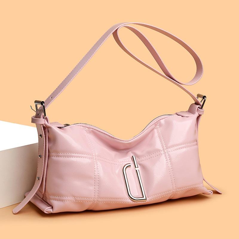 New Pillow Bag Oil Wax Leather Burst Pattern Soft Tote Messenger Women's Bag Fashion Niche Single Shoulder Handbag Tide