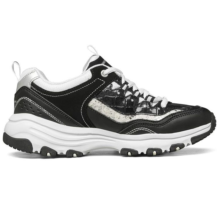 Skechers I-Conik Shock Absorbing Breathable Low-Top Running Shoes Women sneaker Black White 8730041-BKW