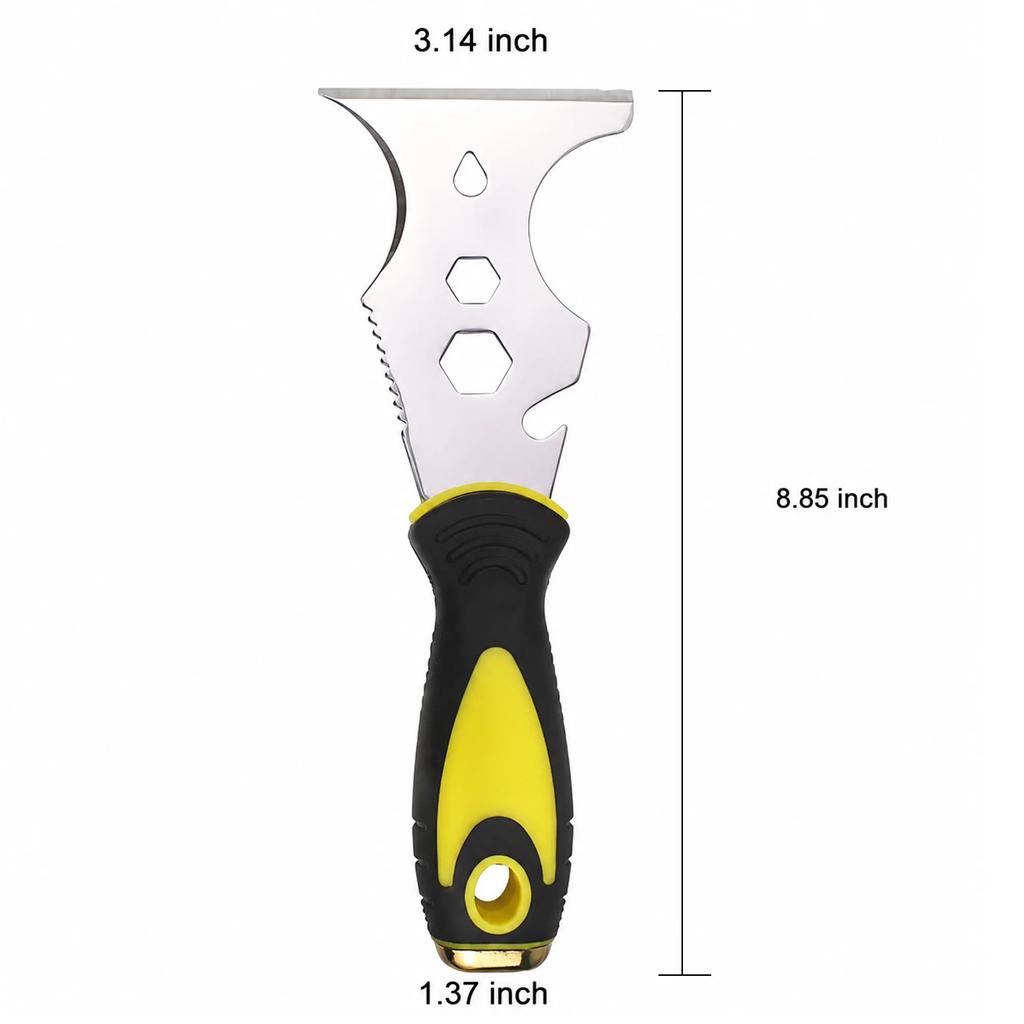 Putty Knife, Paint Scraper 15 In 1 Putty Knife Multi Use Painters Tool, Taping Knife, Paint Scraper Tool for Wood, Metal Scraper with Hammer End(1pc)
