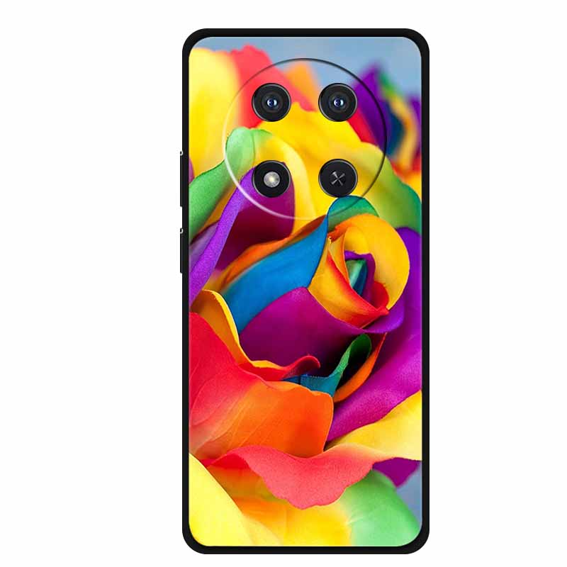 For Honor X9c Case X 9 c Coque Flowers Black Silicone TPU Soft Back Cover For Honor Magic 7 Pro Magic7 5G lite Phone Case Funda