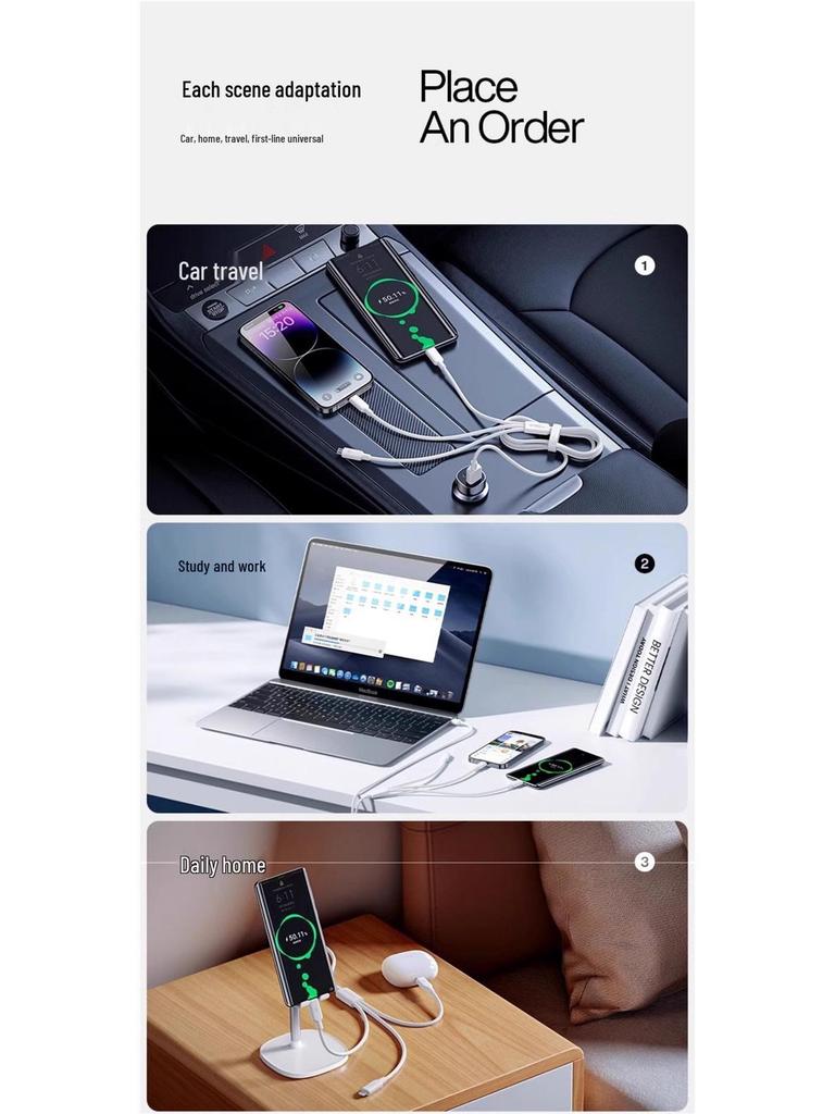 Retractable 3-in-1 Braided Multi-Head Charging Cable for Super Fast Charging