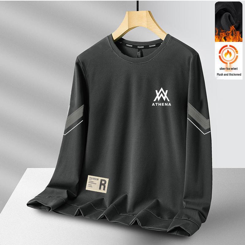 Men's and Women's Trendy Fleece-Lined Crew Neck Sweatshirt - Versatile, Loose Long Sleeve for Autumn and Winter, Perfect for Couples and Students.