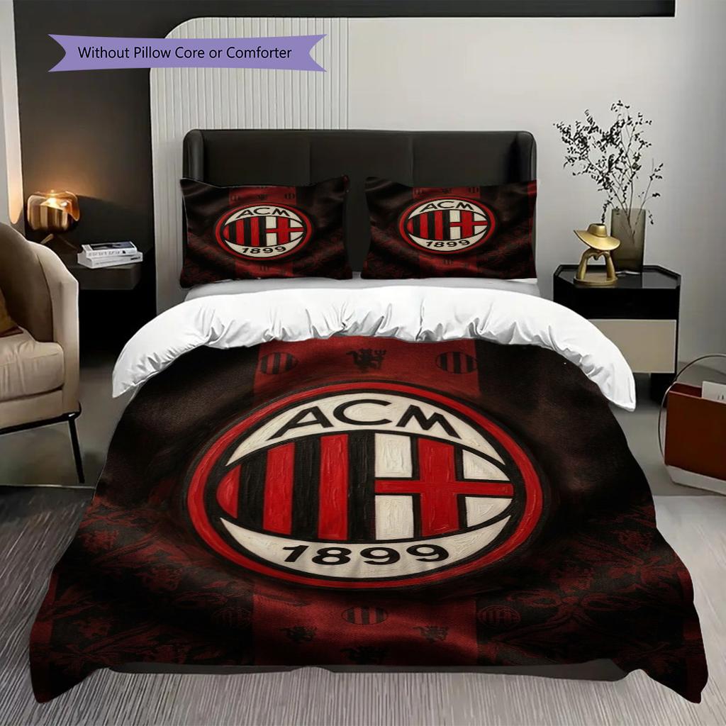 Eredità AC Milan: Set Glory a tre pezzi (1 * copripiumino + 2 * federa, senza nucleo) Set biancheria da letto Copripiumino e federa Morbido e confortevole