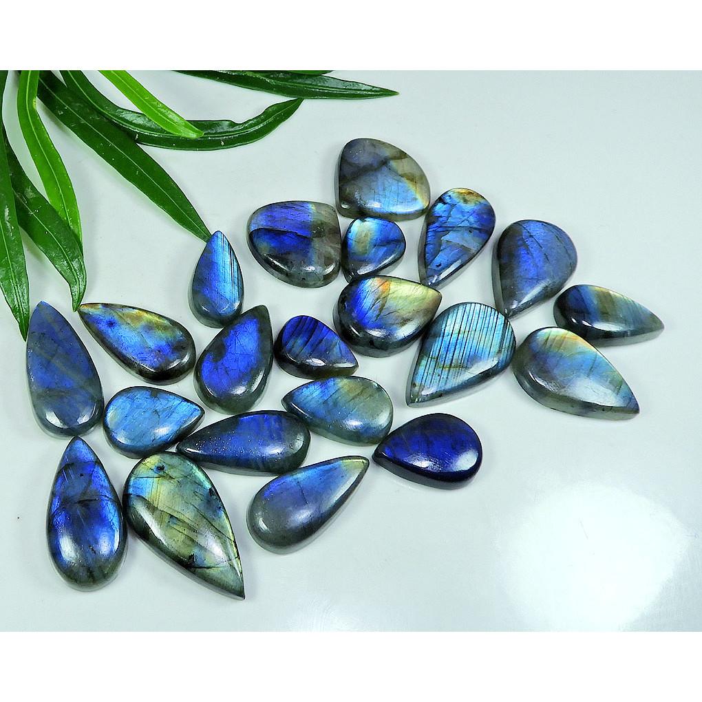 

21Pcs 407Cts.Labradorite Mult Pear Cabochon Loose Gemstone Lot 12X17-17X30MM LL-881