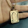 Stainless Steel Vintage Virgin Mary Pendant Believer Necklace, Men'S Religious Prayer Pendant Necklace