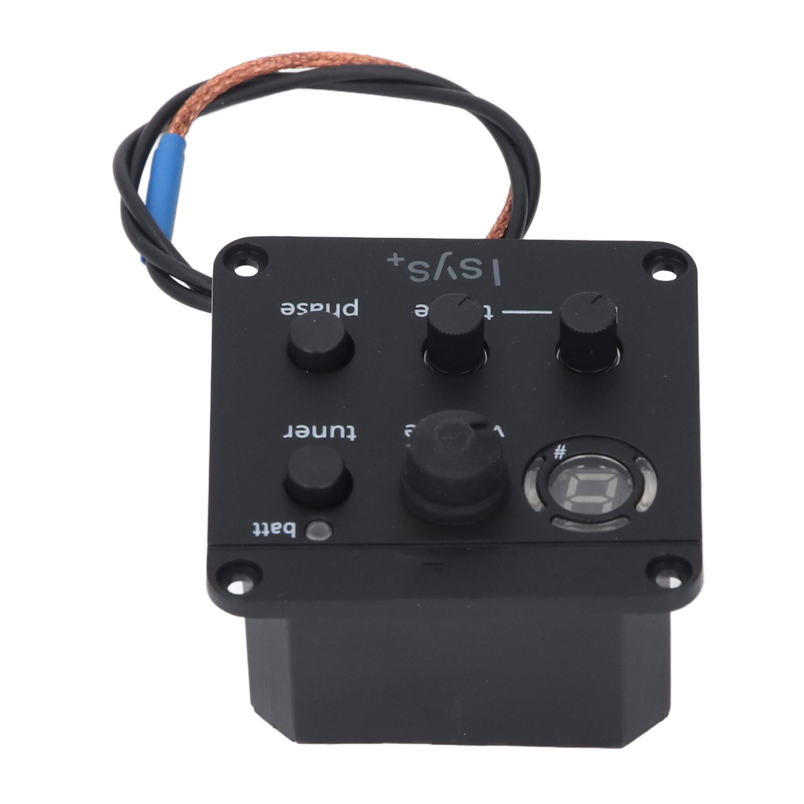 

Guitar Pickup Preamp Volume Bass Treble Phase Control Onboard 7 Segment LED Tuner Guitar EQ