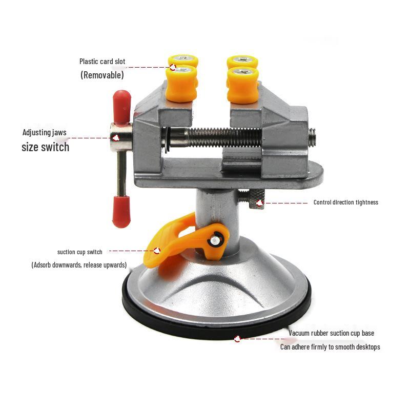 360° Rotatable Suction Cup Mini Bench Vise for Walnut Clamping