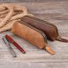 Estuche para Lápices Hecho a Mano con Textura de Cuero PU Retro - Gran Capacidad con Cremallera para Guardar Bolígrafos para Hombres y Mujeres