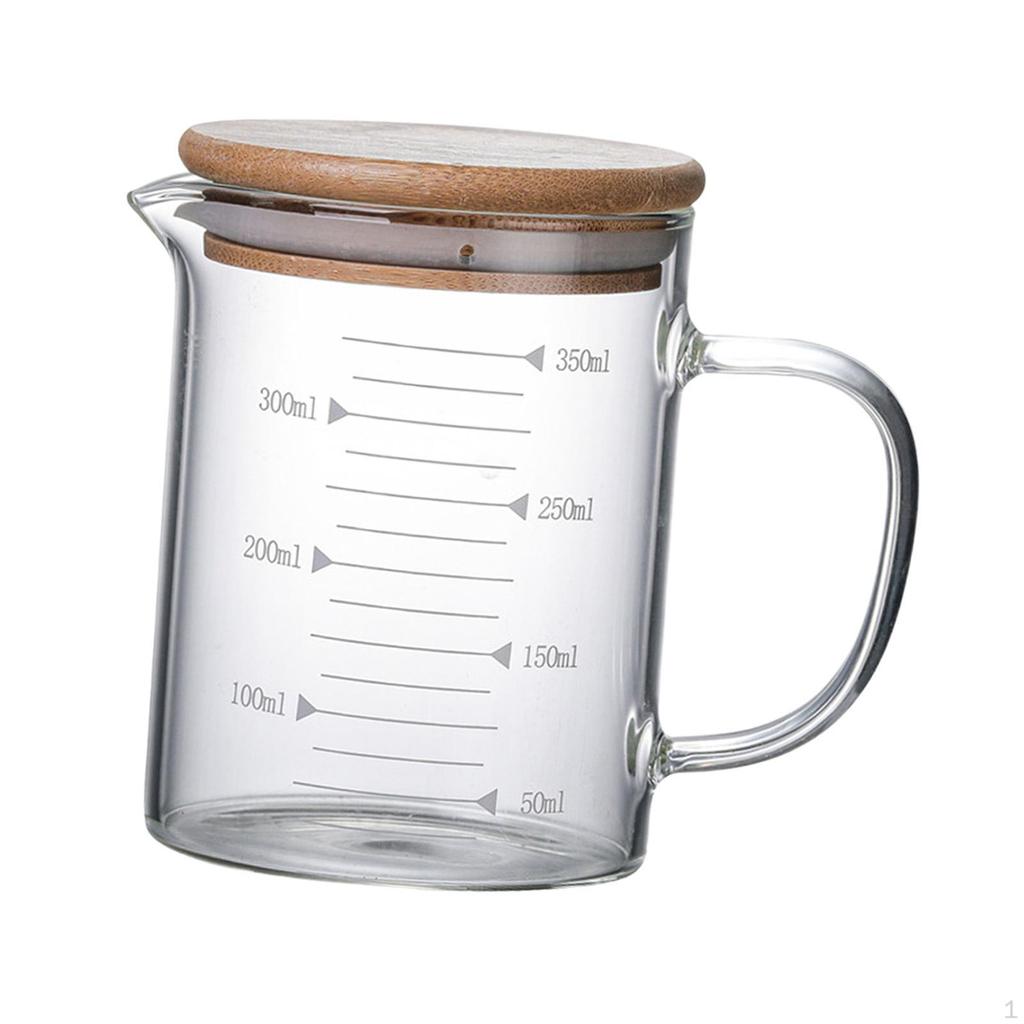 Cup Glass with Scale, Household Heat Resisttant Clear Water Pitcher lid,