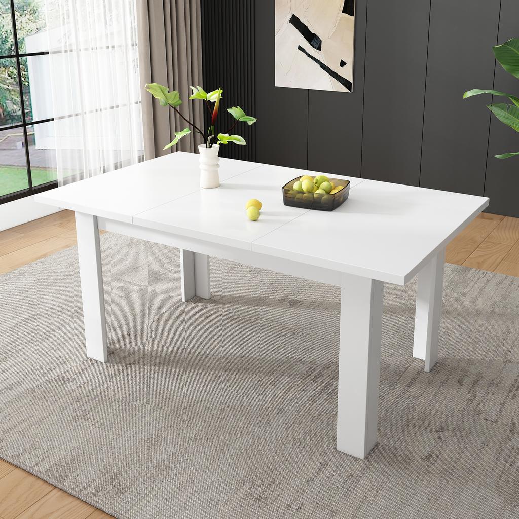Dining Table 120*70cm, with Storage, Rectangular, Coffee Leisure Table, Modern Simple, Open Storage, Space-Saving, Multifunctional, White