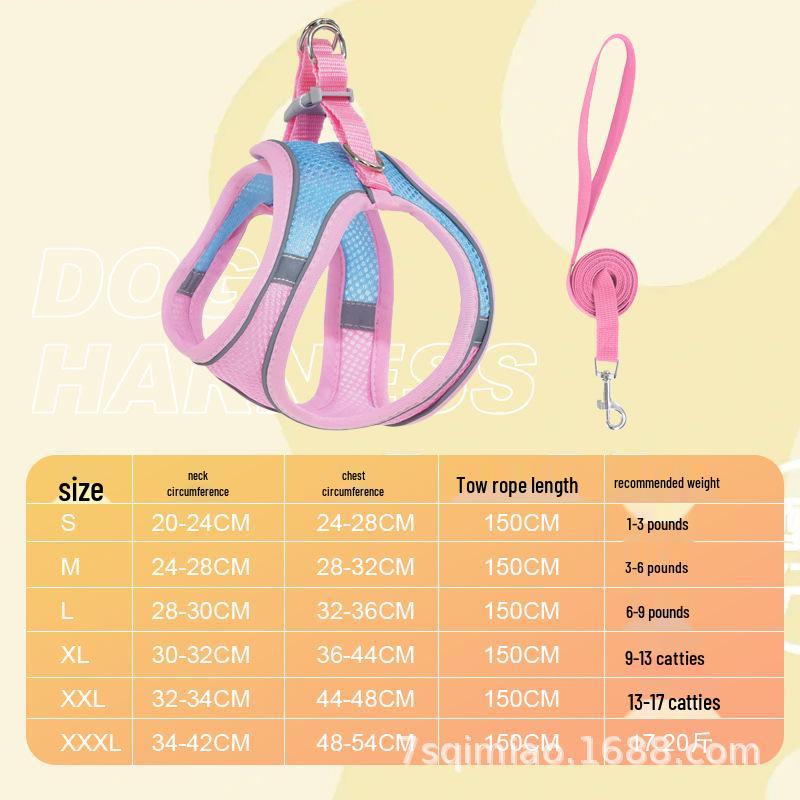 

Светоотражающая шлейка для питомцев жилетного типа с поводком - Дышащая для кошек и собак XXXS [Recommended 0.5-1.5 kg]